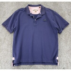 Orvis Signature Mens Polo Shirt Mens L Purple Heavy Knit Pima Cotton Fly Fishing